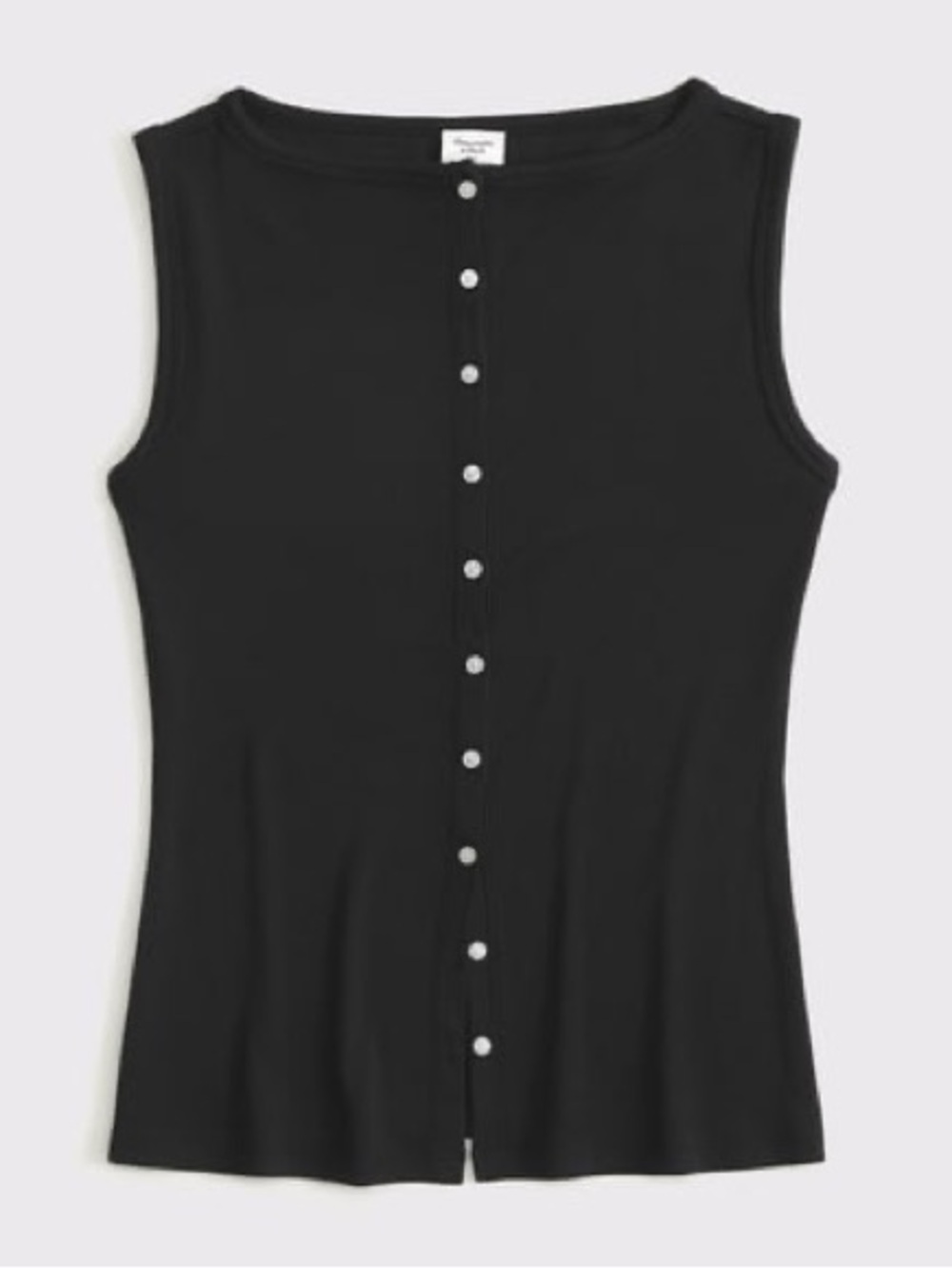 NEW Abercrombie Slash Button Through Sleeveless Tank Top Shirt Small Black NWT